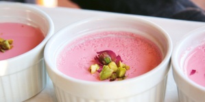 Honey And Rose Panna Cotta with subtle flavours of rose and cardamom. Photo care of Unimed Living